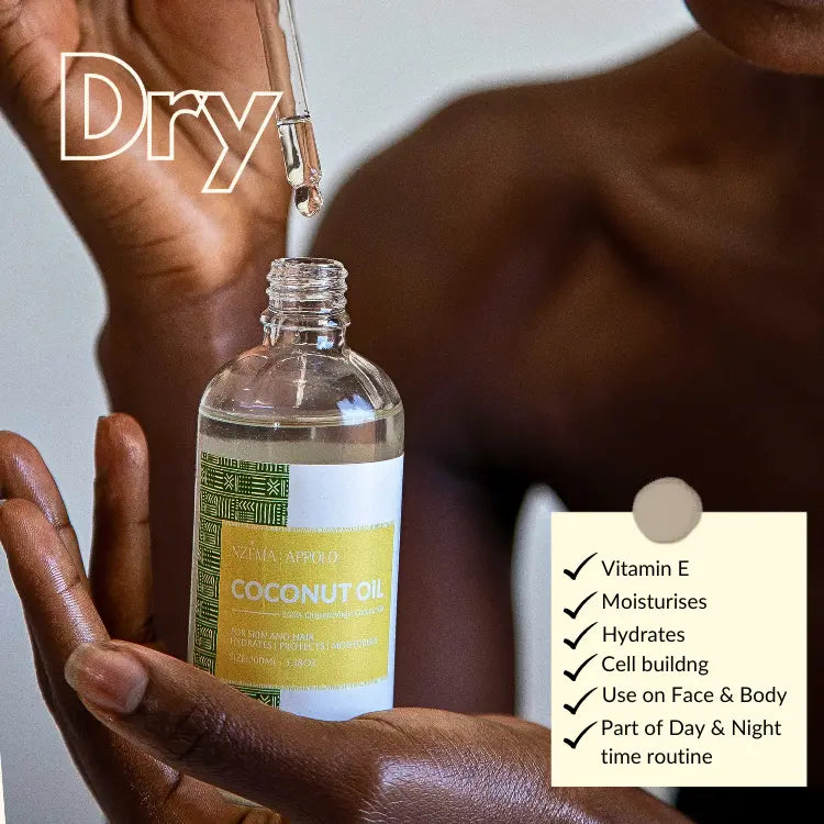 Nzema Appolo Cold-Pressed Extra Virgin Hydrating Coconut Oil 100ml - Eczema, Dry Skin, Cradle Cap Nzema Appolo